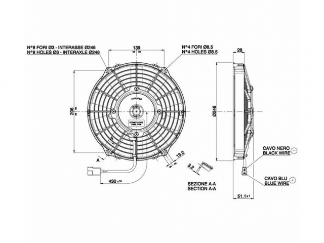 Ventoinha Spal sopro – 225mm-1140 m3/h