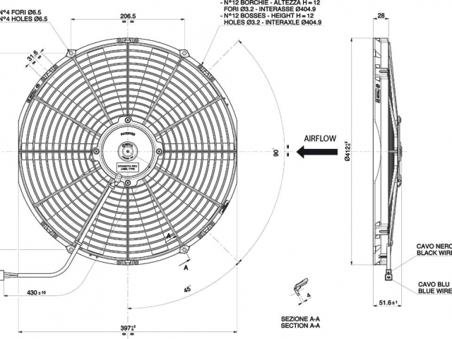 Ventoinha Spal Soprador – 385mm 1870 m3 / h
