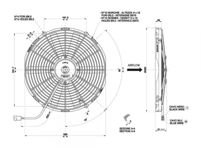 Ventoinha Spal Sucção – 280mm - 1580 m3/h