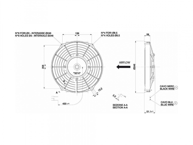 Ventoinha Spal – 225mm-1030 m3/h