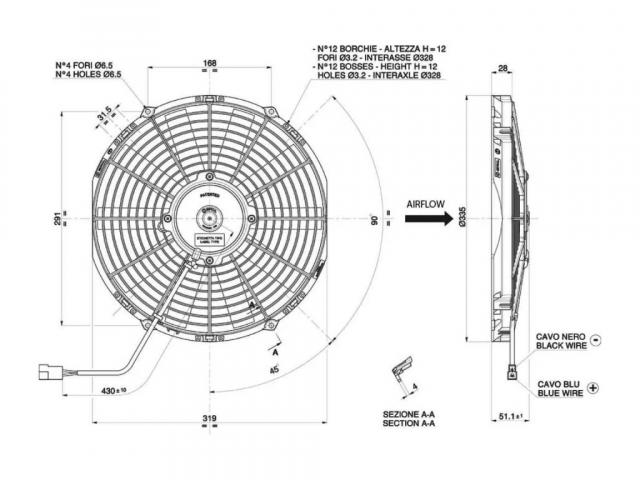 Ventoinha Spal Sucção - 305mm-1470 m3/h