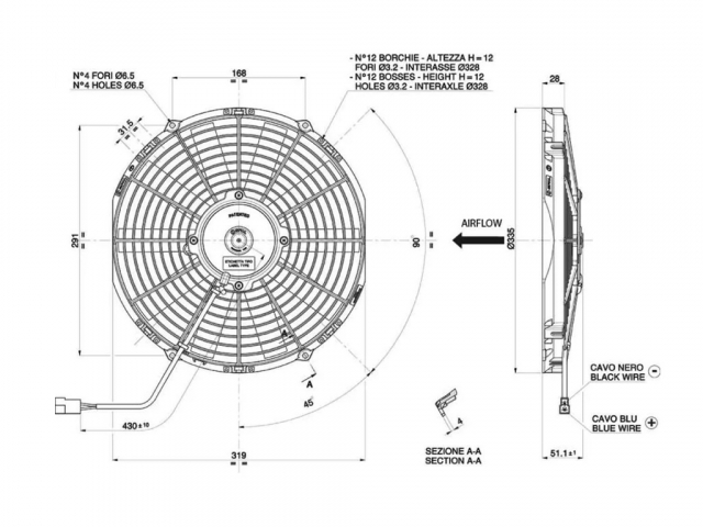 Ventoinha Spal Soprador 305mm - 1450 m3/h - VA10-AP9/C-25S